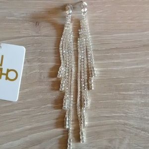 Claire's  silver dimond studded waterfall dangling earrings